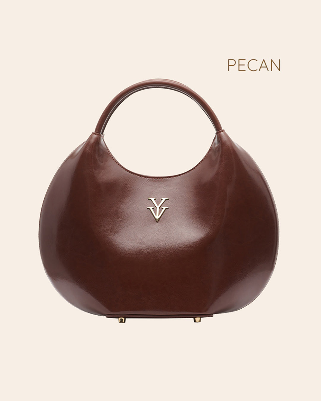 OLINA Round Shape Genuine Leather Designer Handbag - Pecan – YAHN