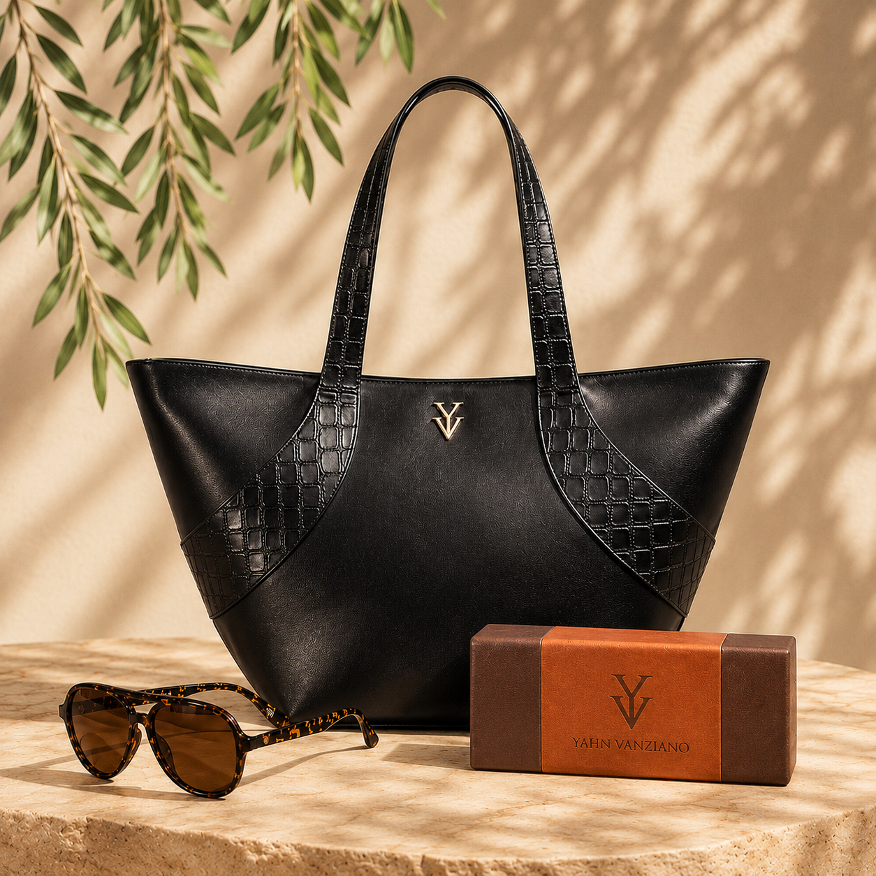 $99 COCO JEAN Black Color Handbag & FREE Sunglasses Bundle