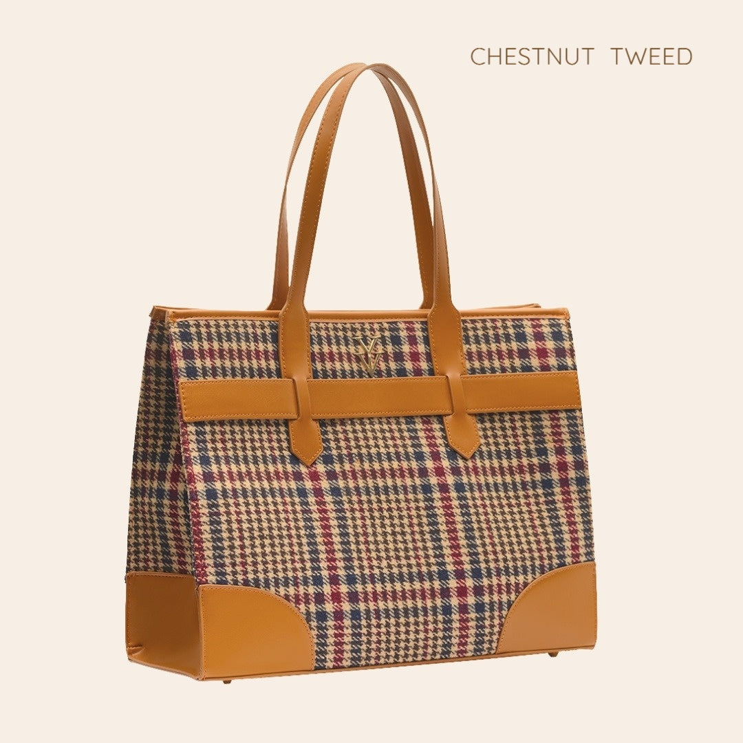 AUDRINA Canvas & Leather Designer Tote Handbag