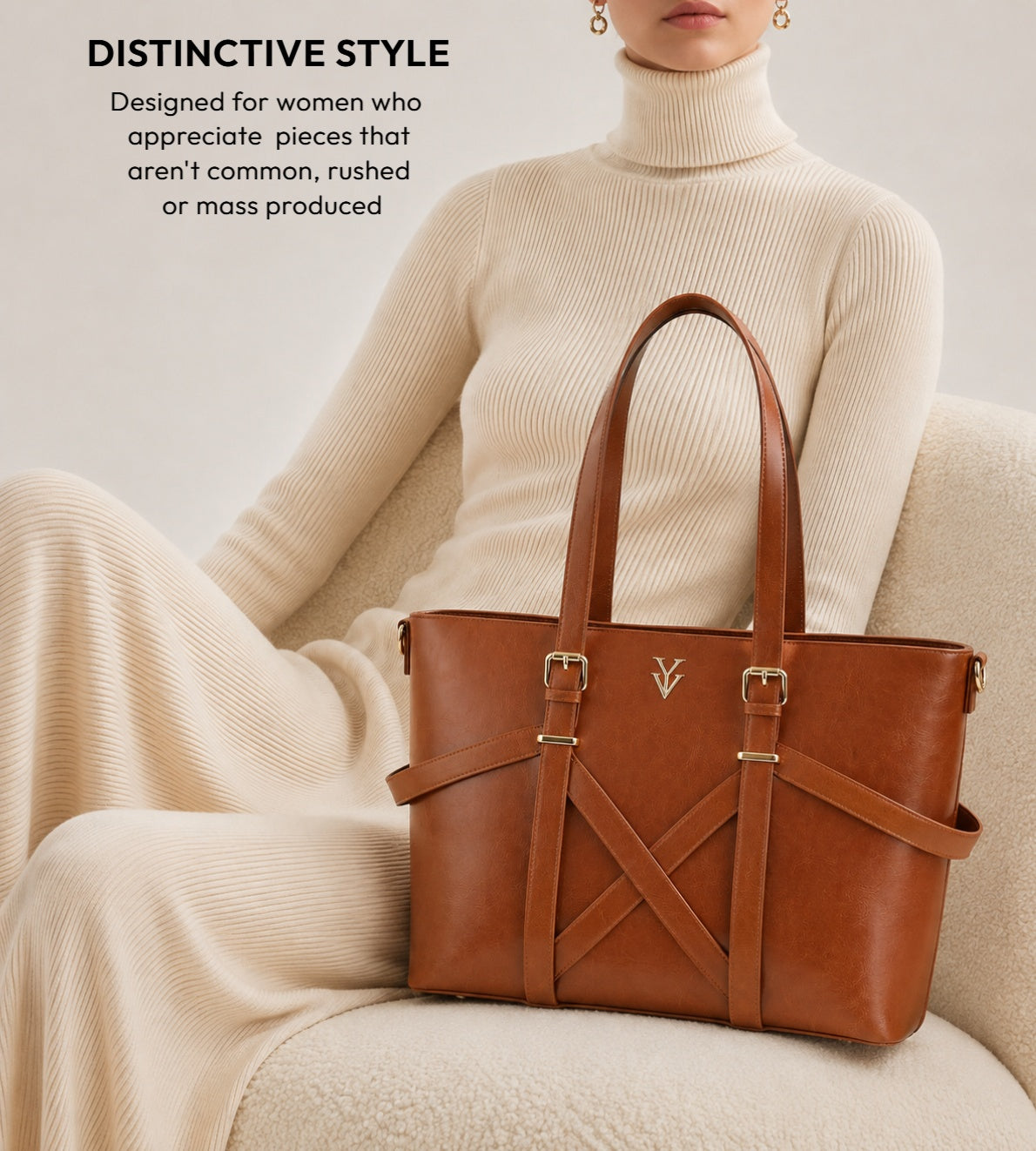 BAHIA Large Genuine Leather Designer Tote Handbag & FREE Sunglasses Bundle