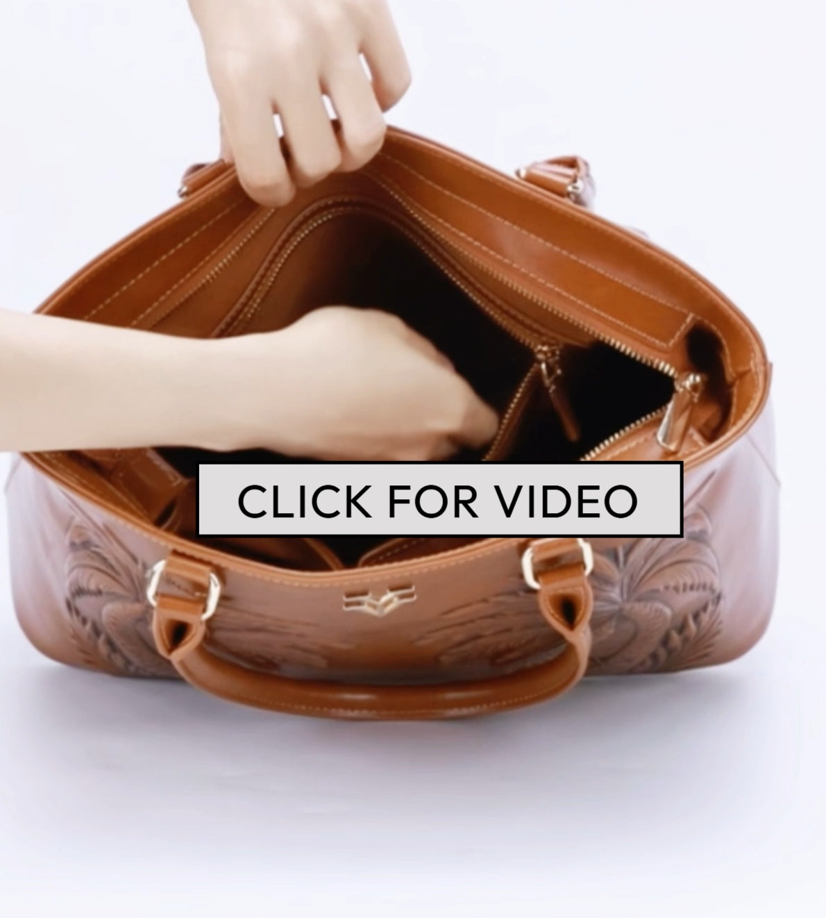 BARBADOS Genuine Leather Embossed Tooled Handbag