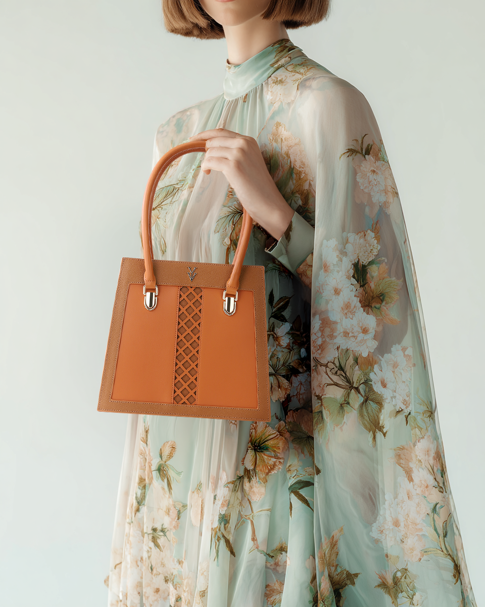 CLEMENTINE Small to Medium Genuine Leather Designer Tote Handbag