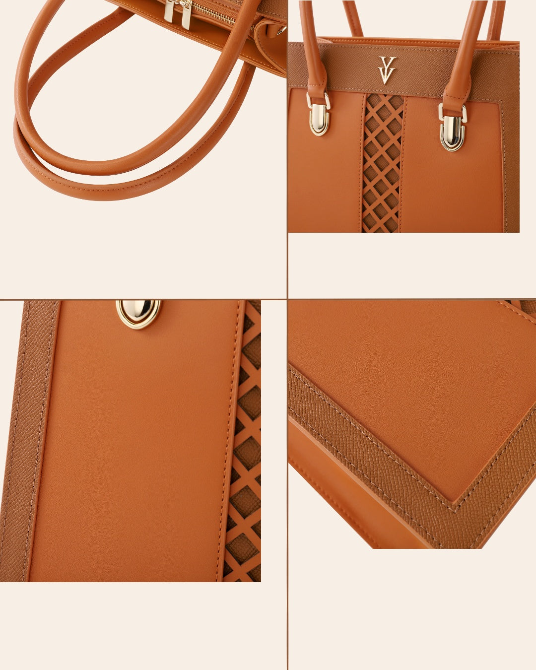 CLEMENTINE Small to Medium Genuine Leather Designer Tote Handbag