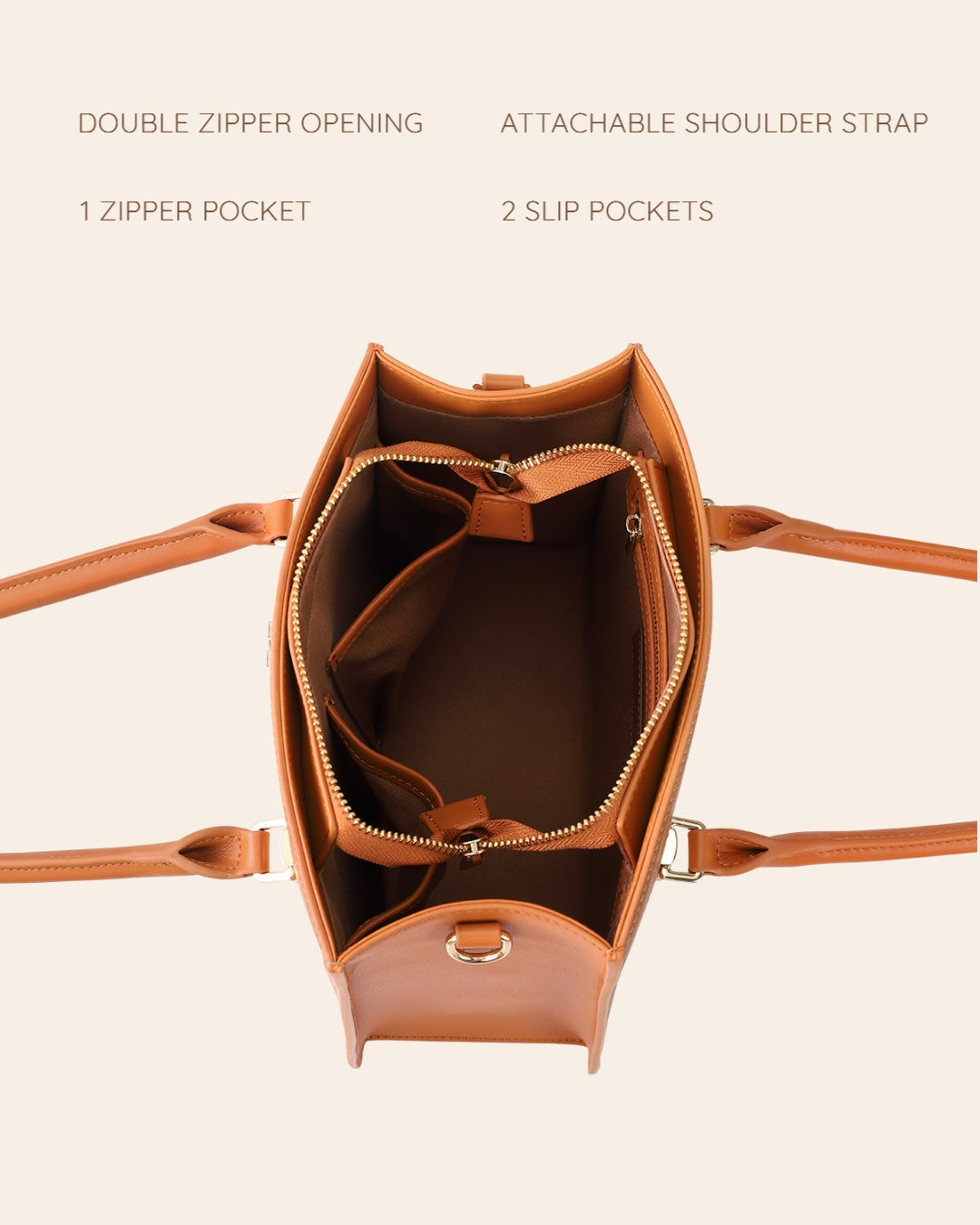 CLEMENTINE Small to Medium Genuine Leather Designer Tote Handbag