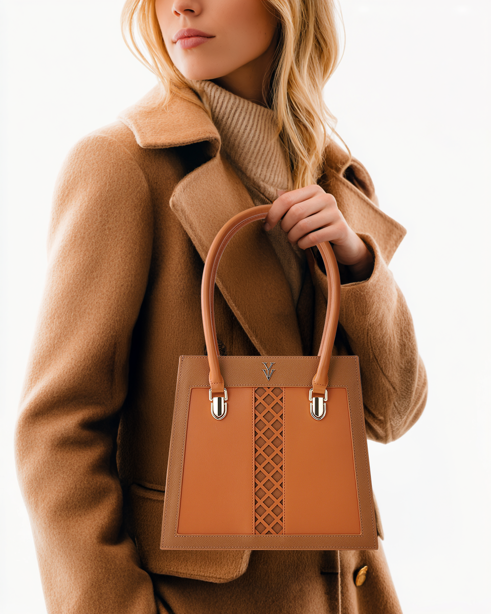 CLEMENTINE Small to Medium Genuine Leather Designer Tote Handbag