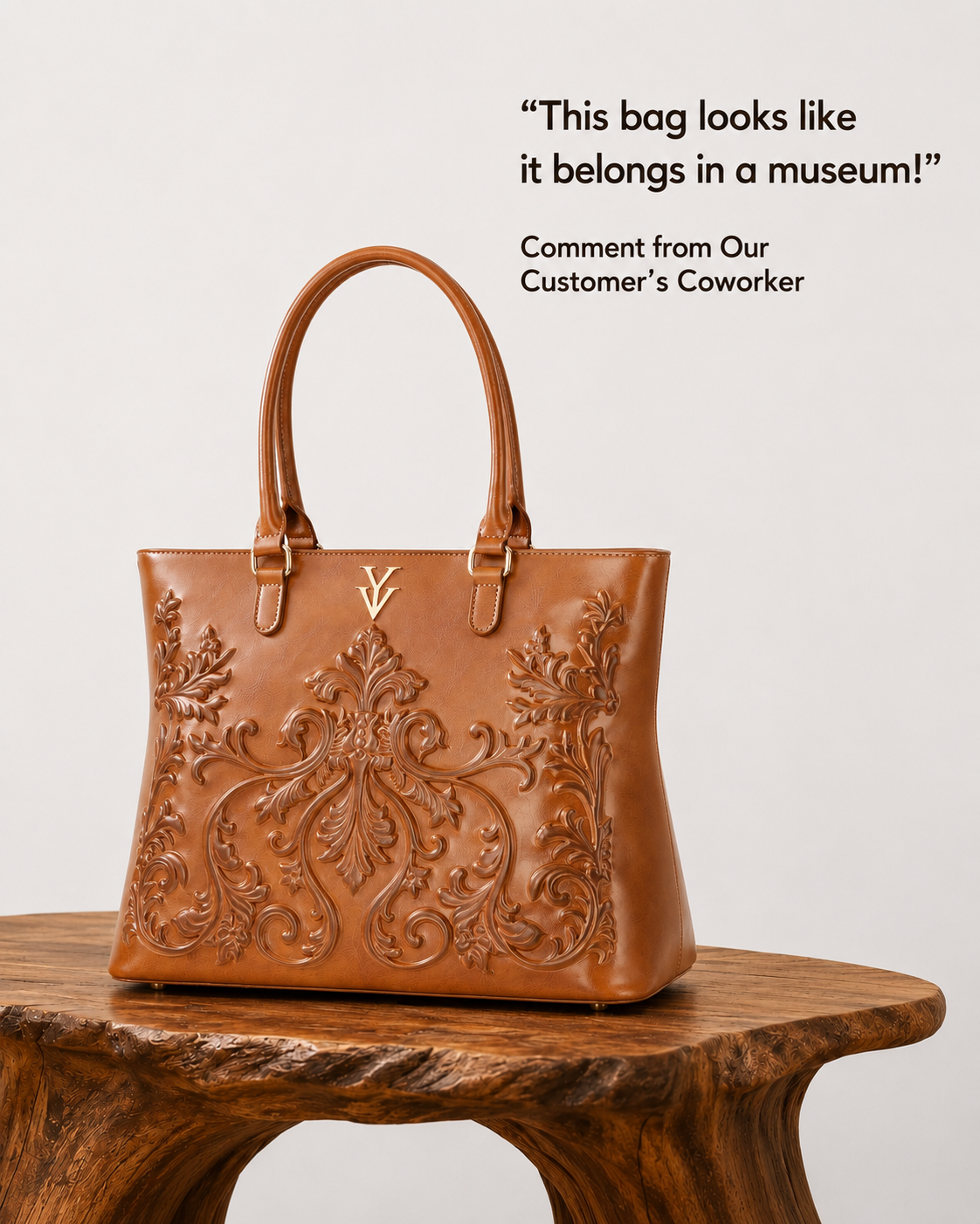 INDIRA Genuine Leather Designer Embossed Hand Tooled Handbag & FREE Sunglasses Bundle