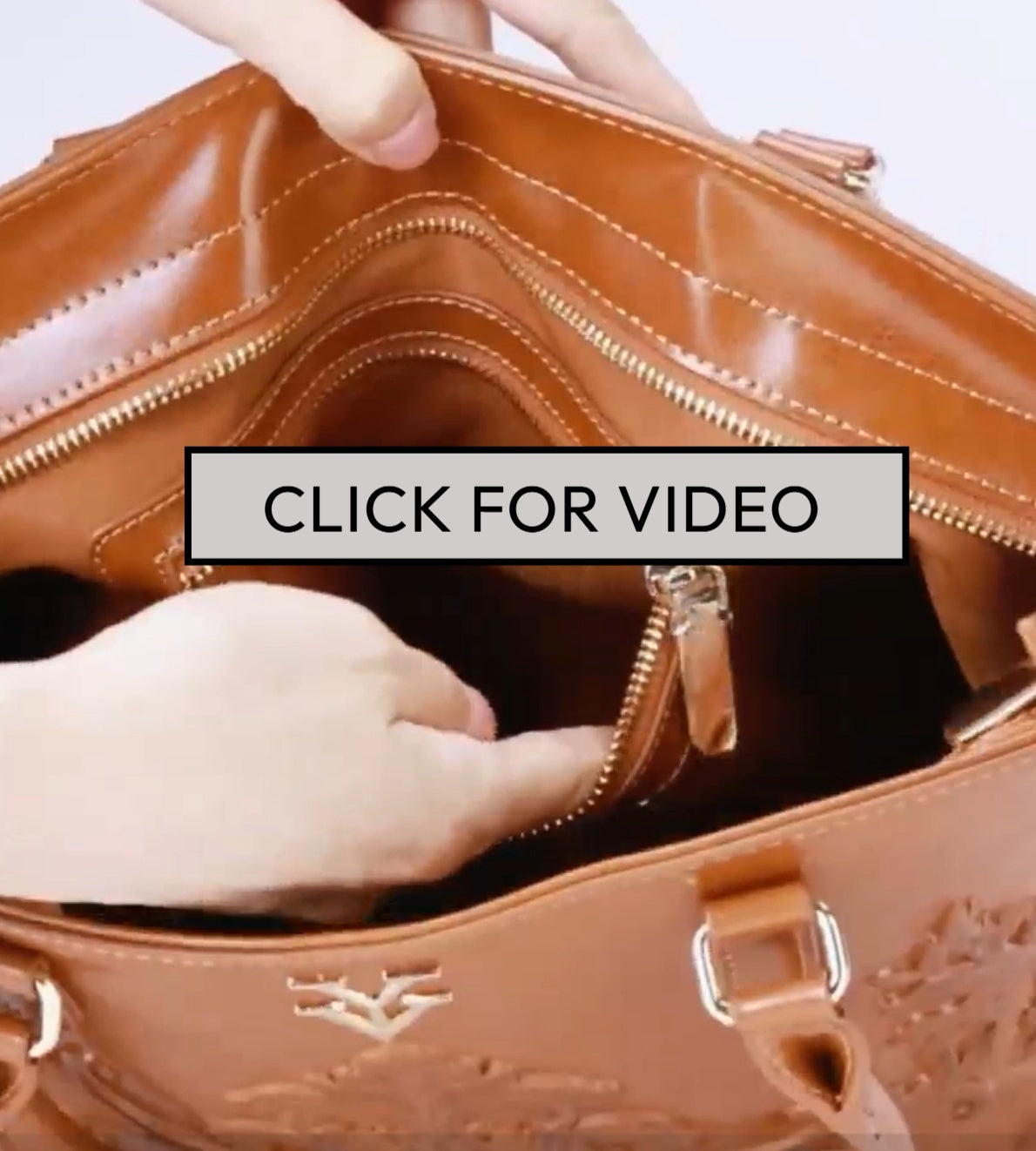 INDIRA Genuine Leather Designer Embossed Hand Tooled Handbag & FREE Sunglasses Bundle