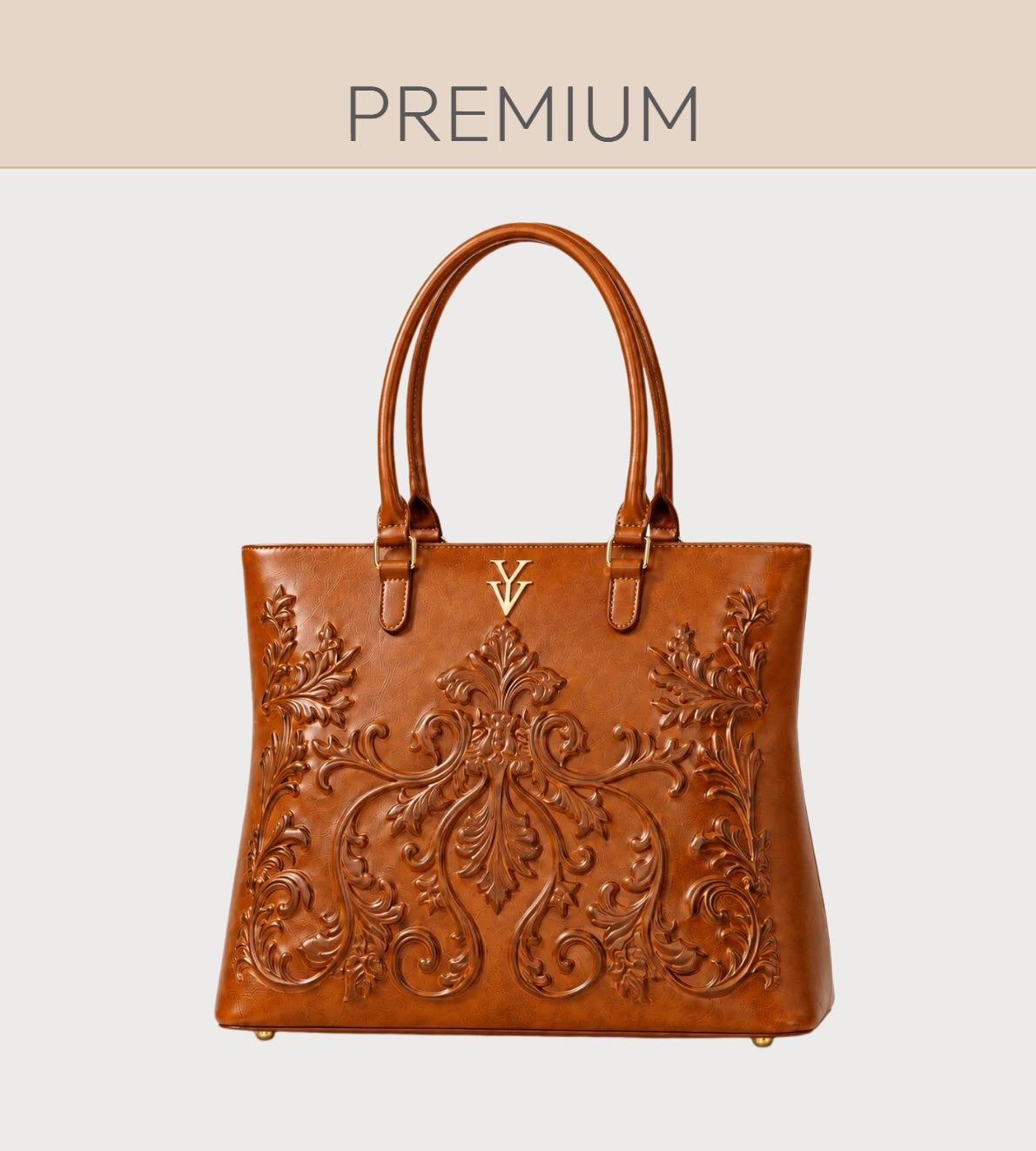 INDIRA Genuine Leather Designer Embossed Hand Tooled Handbag & FREE Sunglasses Bundle