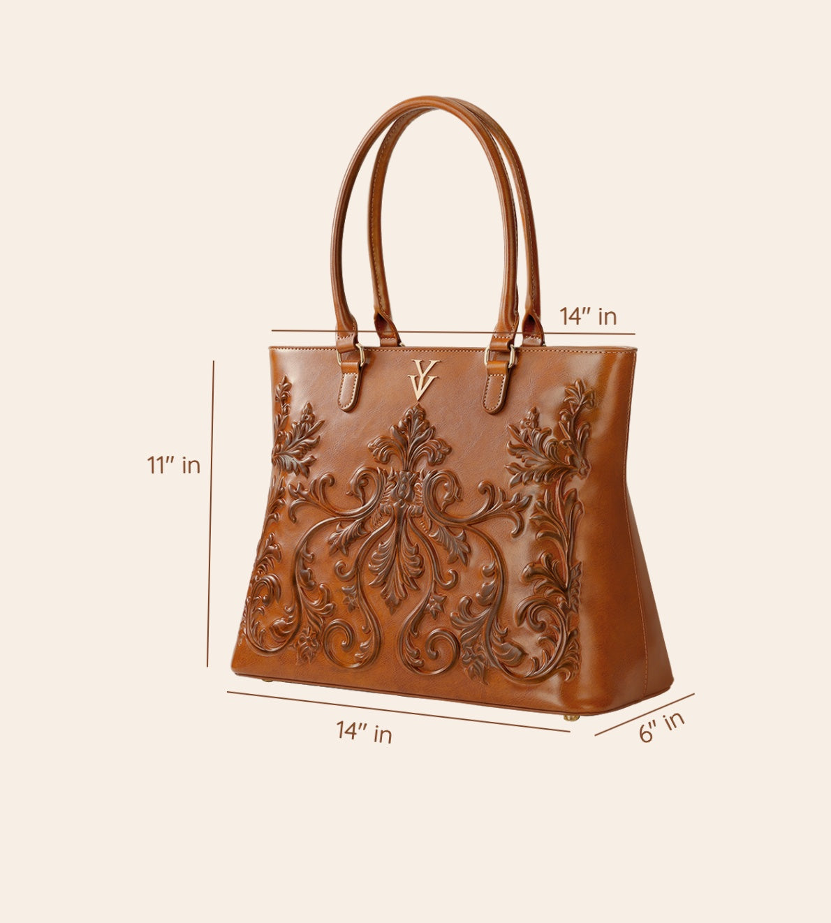 INDIRA Genuine Leather Designer Embossed Hand Tooled Handbag & FREE Sunglasses Bundle