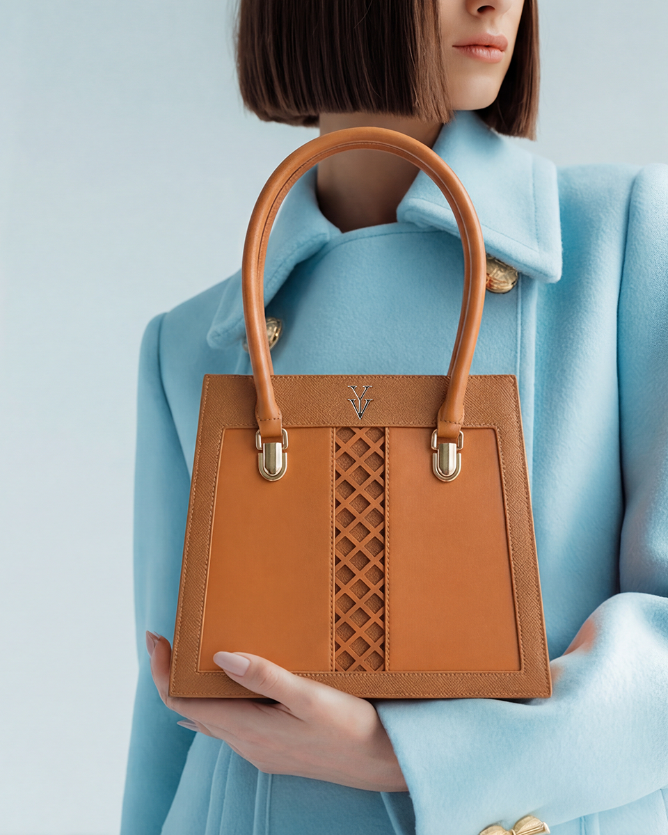 CLEMENTINE Small to Medium Genuine Leather Designer Tote Handbag