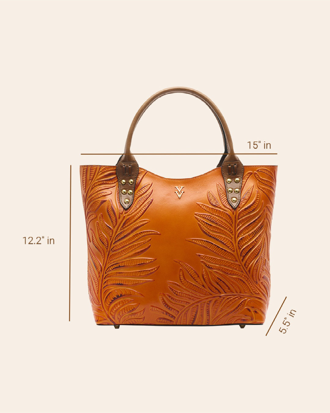 NEGRIL Genuine Italian Leather Tote with Hand Tooled Embossed Decoration