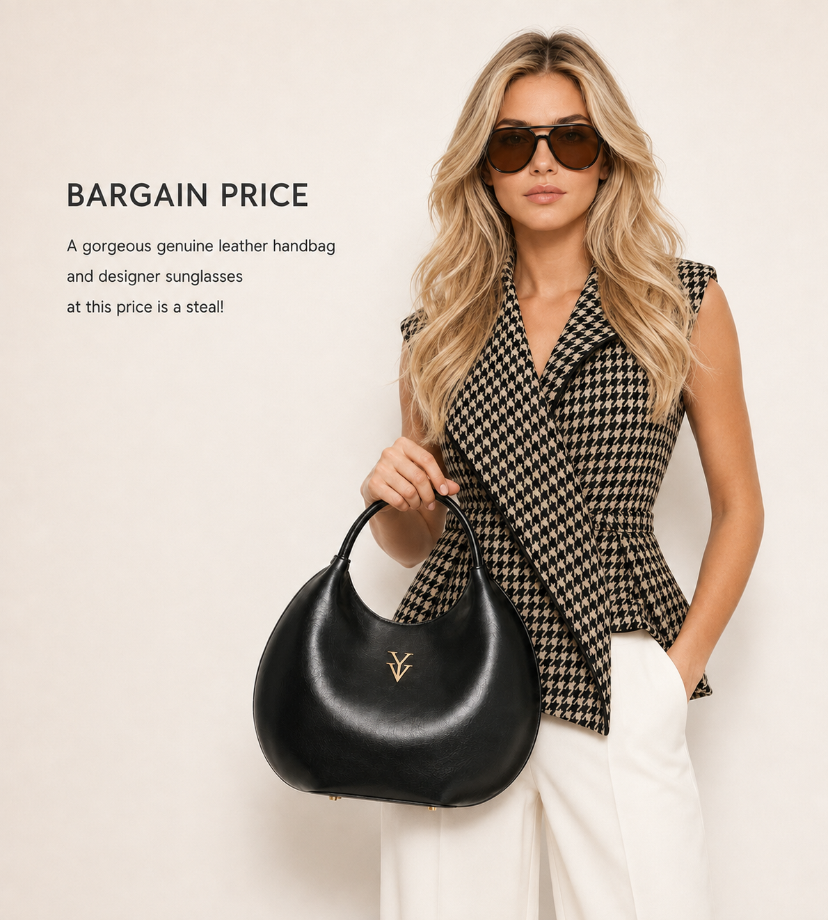 $99 OLINA Genuine Leather Handbag & FREE Sunglasses Bundle