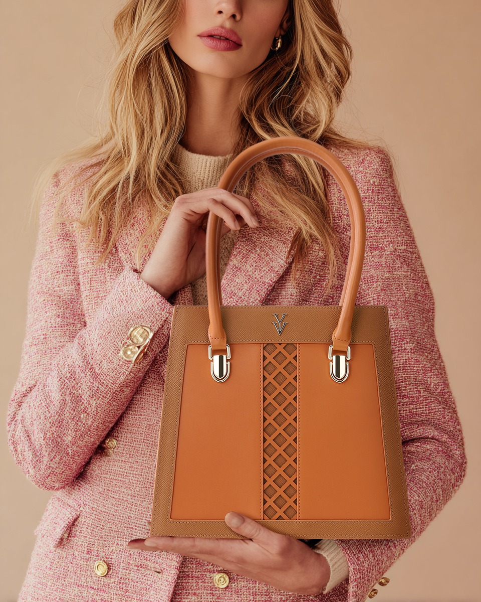 CLEMENTINE Small to Medium Genuine Leather Designer Tote Handbag