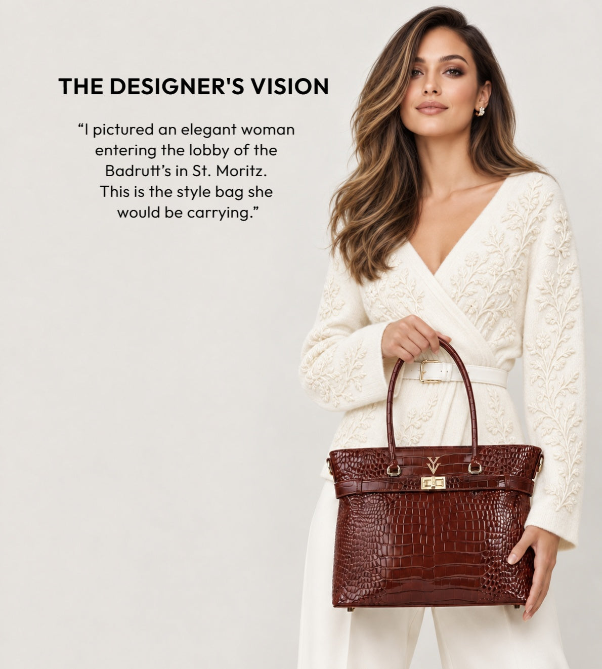 RIMA Genuine Crocodile Leather Designer Tote Handbag & FREE Sunglasses Bundle