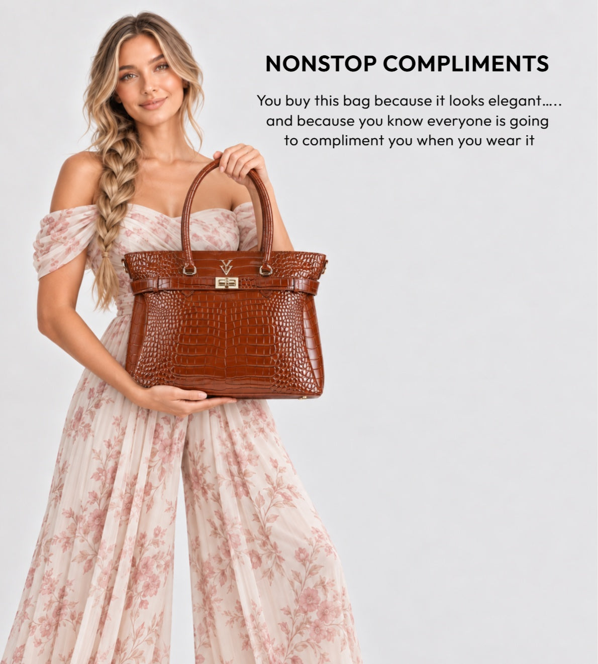 RIMA Genuine Crocodile Leather Designer Tote Handbag & FREE Sunglasses Bundle