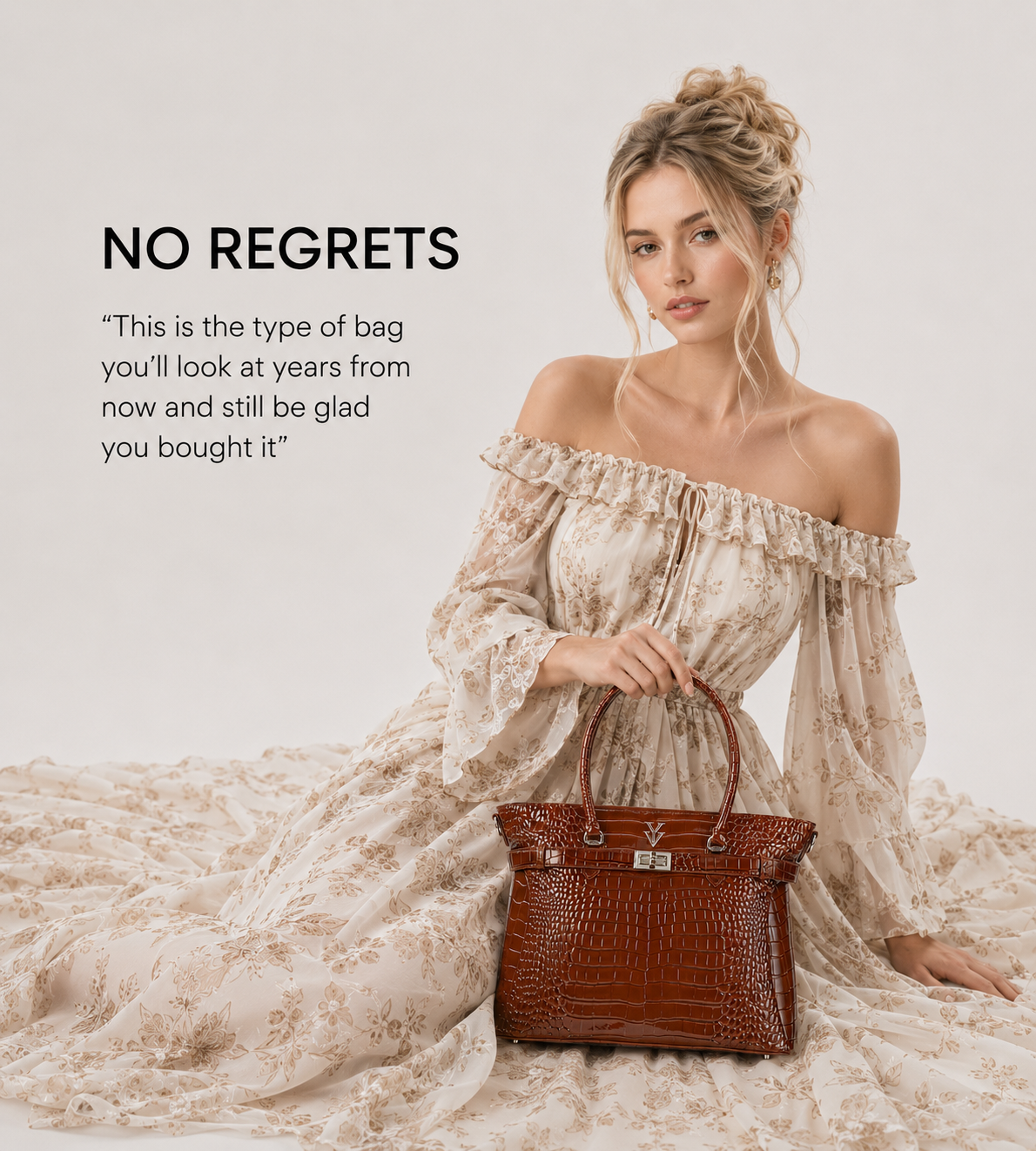 RIMA Genuine Crocodile Leather Designer Tote Handbag & FREE Sunglasses Bundle