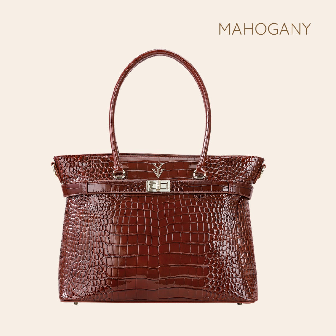 RIMA Genuine Crocodile Leather Designer Tote Handbag & FREE Sunglasses Bundle