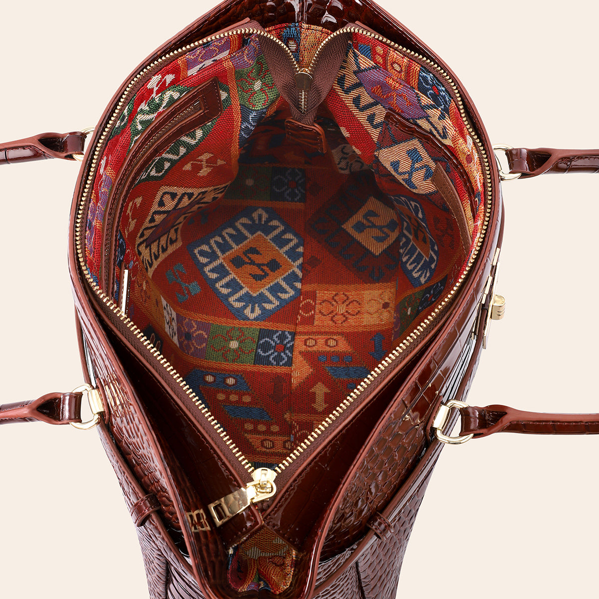 RIMA Large Genuine Crocodile Leather Designer Tote Handbag