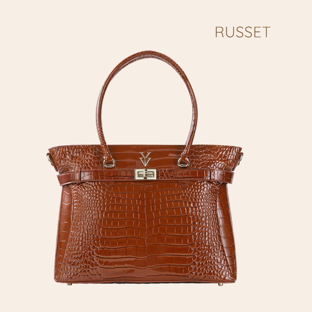 RIMA Genuine Crocodile Leather Designer Tote Handbag & FREE Sunglasses Bundle