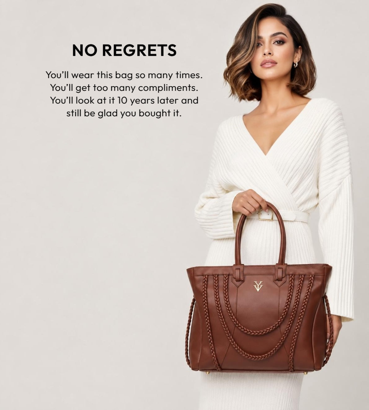 ROMINKA Genuine Leather Designer Tote Handbag & FREE Sunglasses Bundle