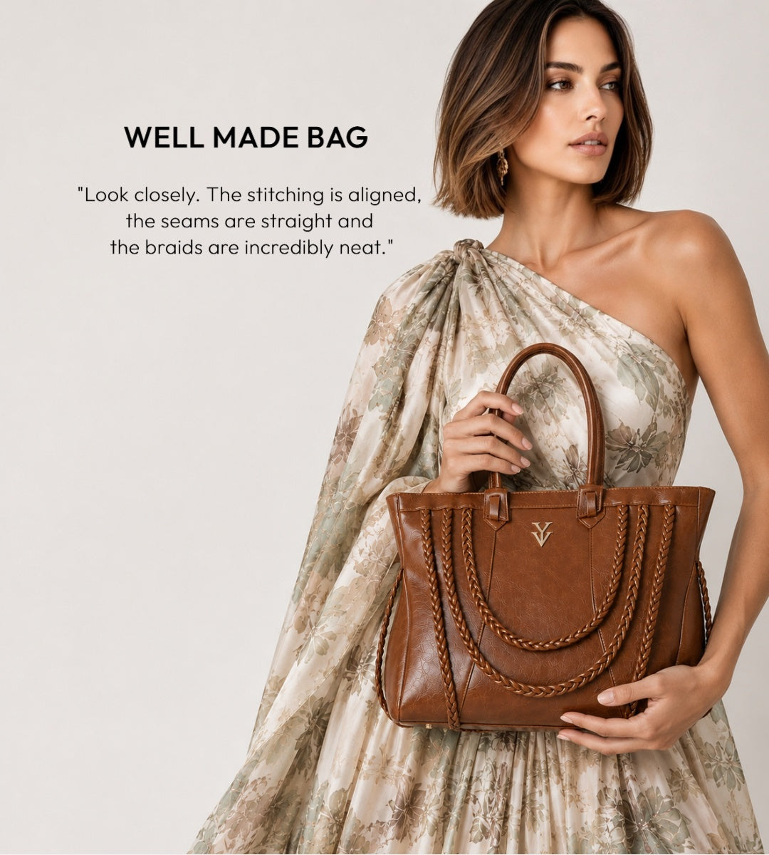 ROMINKA Genuine Leather Designer Tote Handbag & FREE Sunglasses Bundle