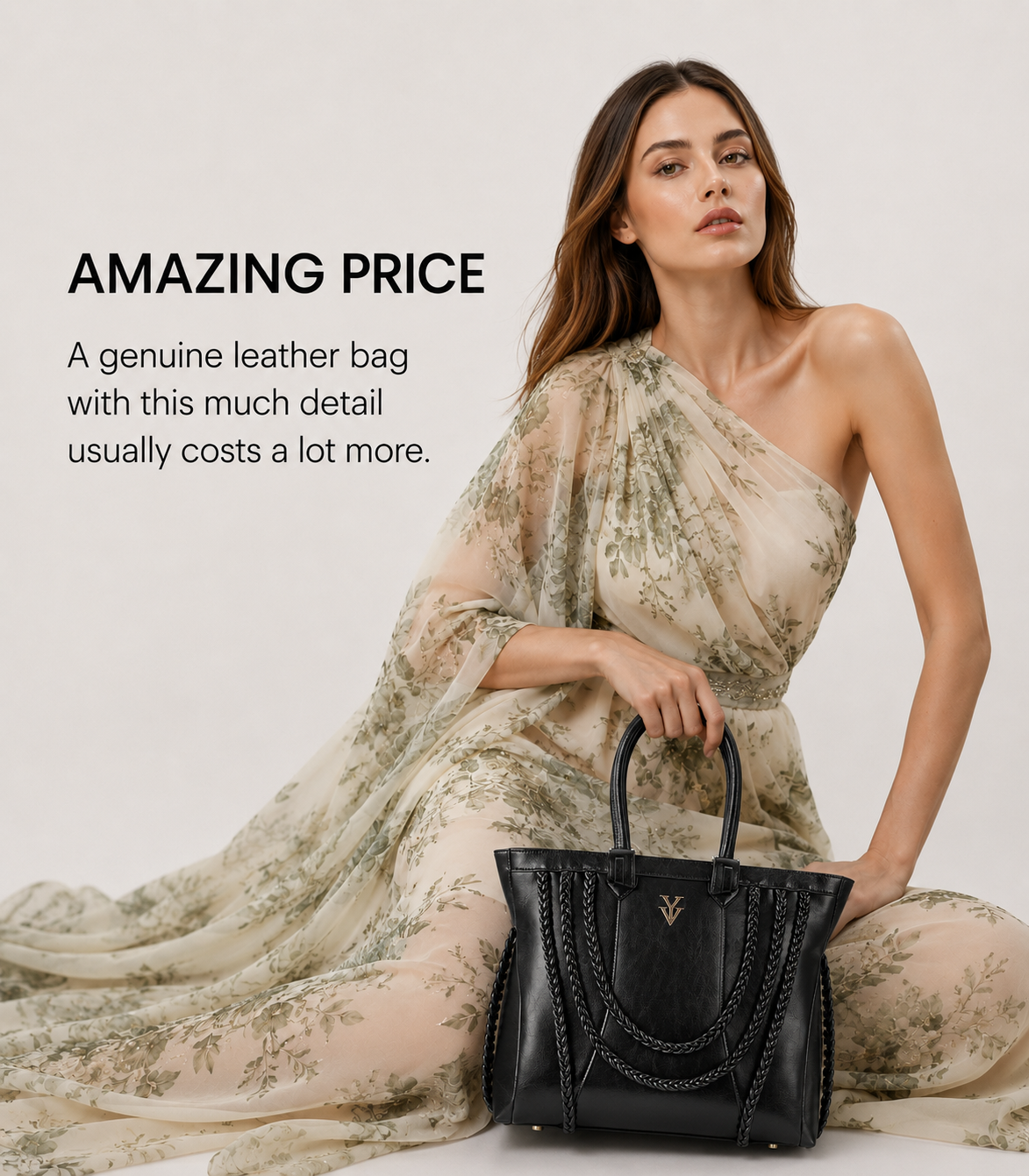 ROMINKA Genuine Leather Designer Tote Handbag & FREE Sunglasses Bundle