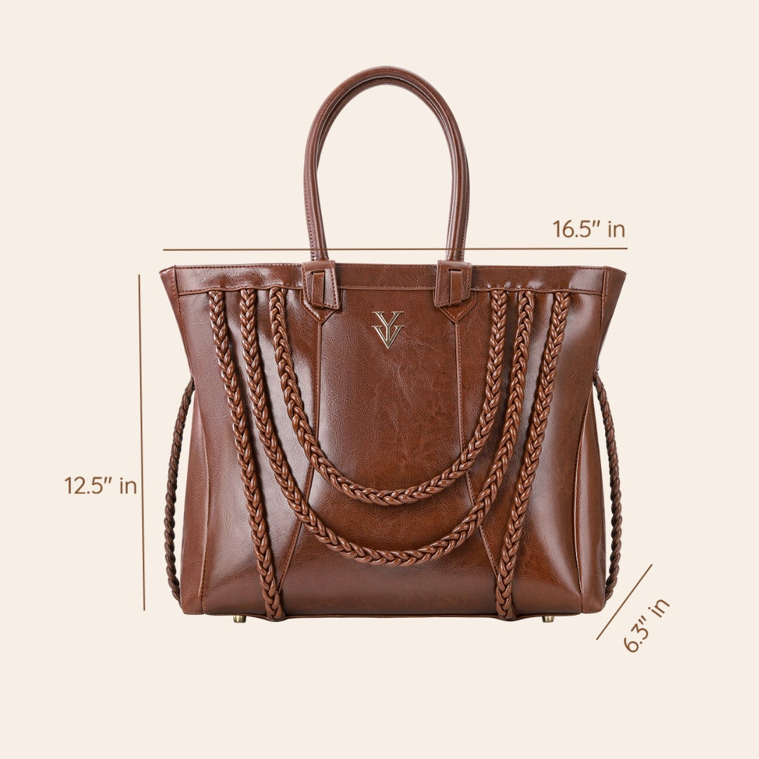 ROMINKA Genuine Leather Designer Tote Handbag & FREE Sunglasses Bundle
