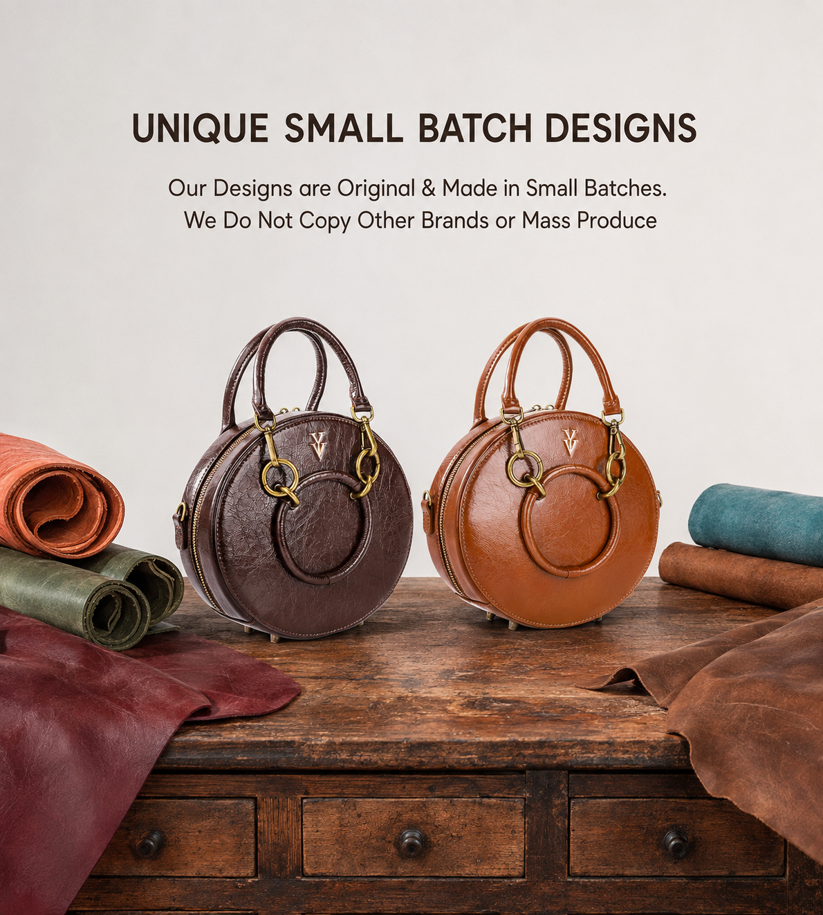 $99 ROZANA Genuine Leather Round Designer Handbag & FREE Sunglasses Bundle