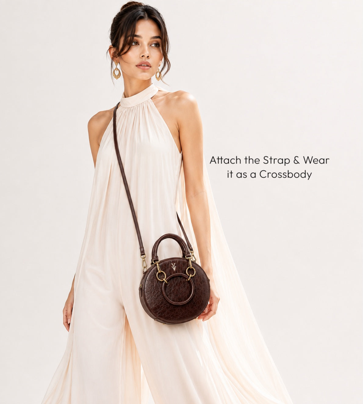 $99 ROZANA Genuine Leather Round Designer Handbag & FREE Sunglasses Bundle
