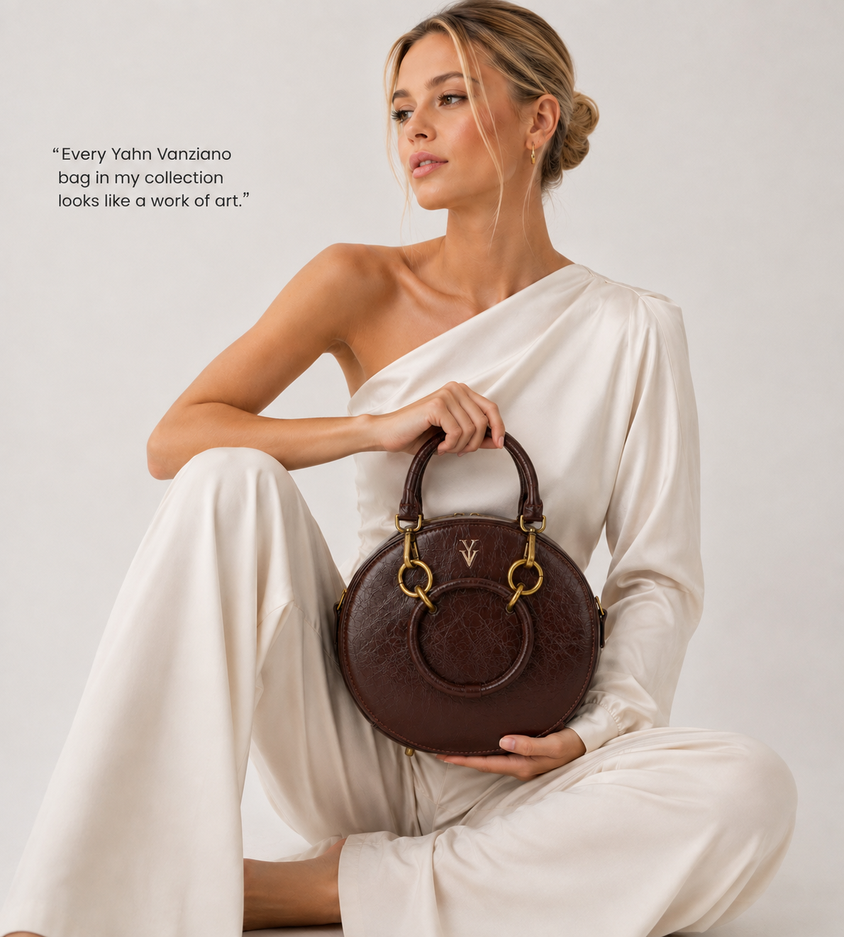 $99 ROZANA Genuine Leather Round Designer Handbag & FREE Sunglasses Bundle