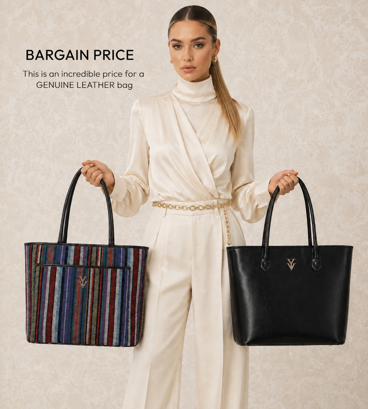 $99 TOSCA Genuine Leather Reversible Handbag & FREE Sunglasses Bundle