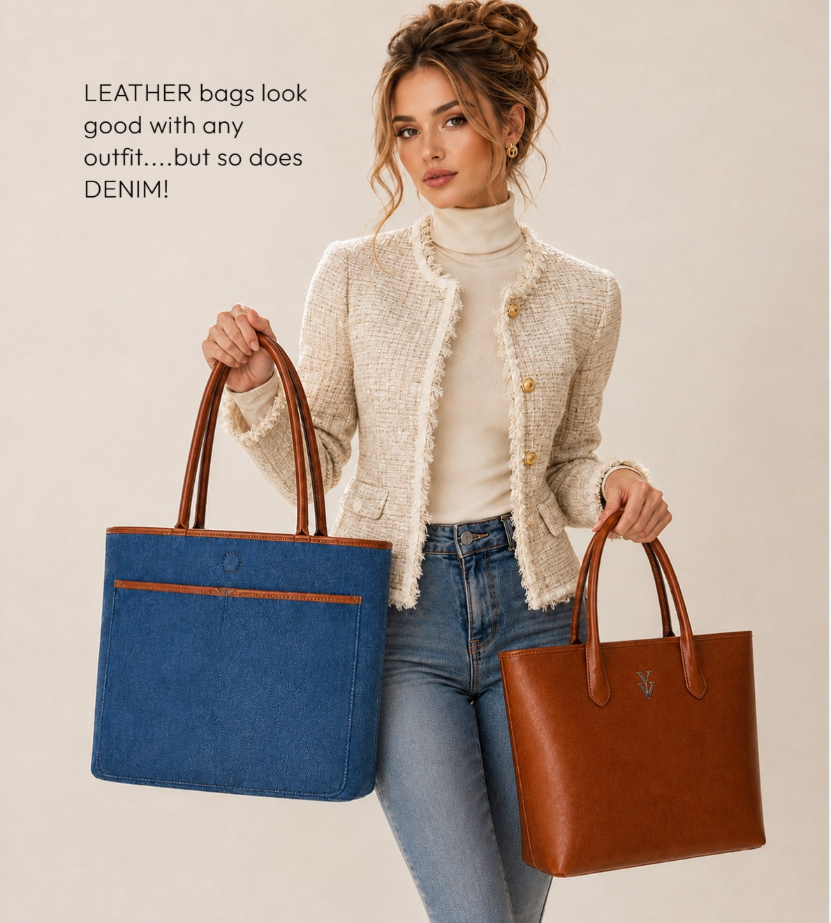 $99 TOSCA Genuine Leather Reversible Handbag & FREE Sunglasses Bundle